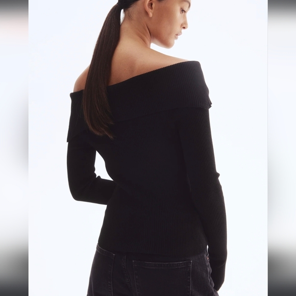 H&M Rib-Knit Off Shoulder Top Size Small - Picture 3 of 8